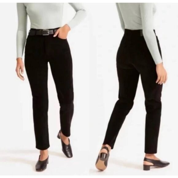 Everlane Corduroy Black Baby Cord Highrise Straight Leg Pants Size 28 - Picture 6 of 11